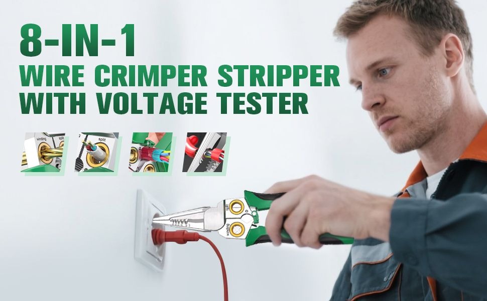 8-in-1 Wire Stripper &amp; Voltage Tester �Multi-Purpose Electrical Tool for Professionals