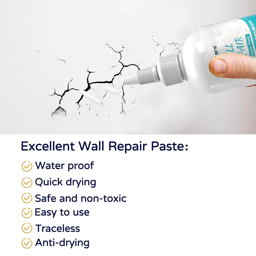 Wall Repair Paste 200gm �White Waterproof Crack Filler With Scraper, Wall Putty &amp; Hole Mending Agent for Damaged Walls and Joints