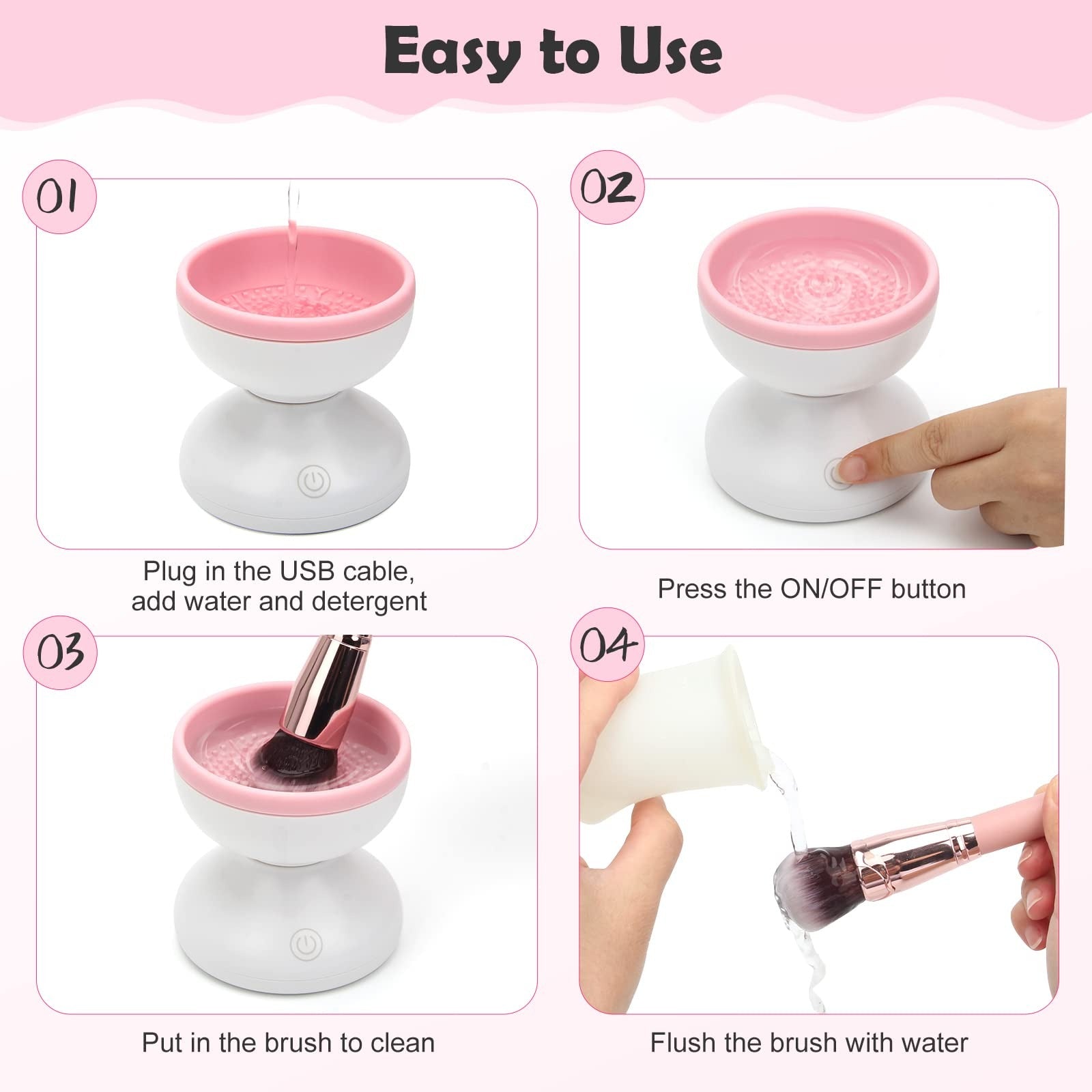 Electric Makeup Brush Cleaner Machine Gentle And Efficient Cleaning USB Powered Electric Scrubber Makeup Supply