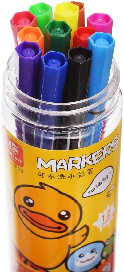 Set of 12 Flomaster Colors �Yellow/Bird Design �Kids Drawing &amp; Coloring Markers