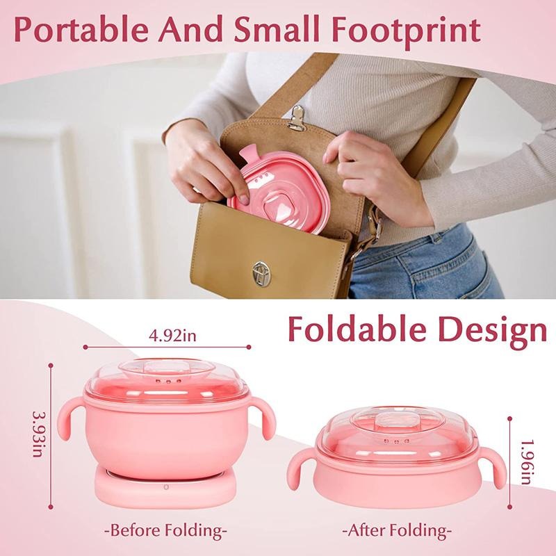 Portable Foldable 400ML Silicone Wax Warmer �Travel-Friendly Hair Removal Heater for Body &amp; Spa Use |Random Color