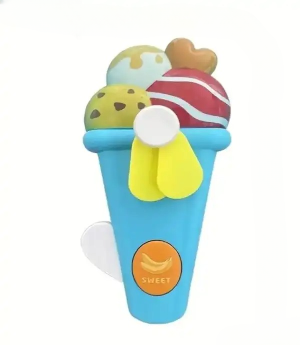 Handheld Ice Cream Cone Toy Fan for Kids �Cute Cartoon Design, Safe Soft Blades, Portable Mini Fan for Summer Play &amp; Cooling (Random Color)