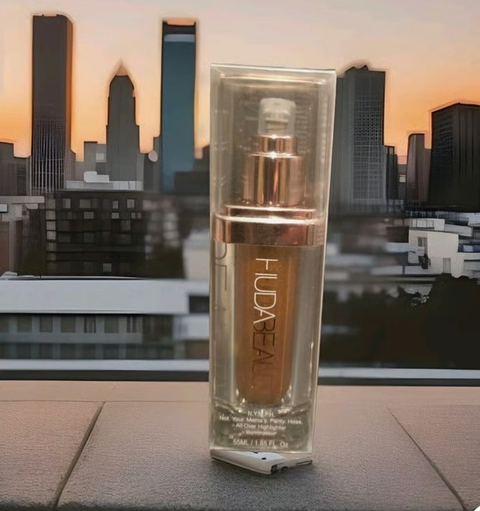 Huda Beauty N.Y.M.P.H. All Over Body Highlighter �Liquid Illuminator for Face, Body &amp; Legs �Water-Based, Long-Lasting Glow �35 ml