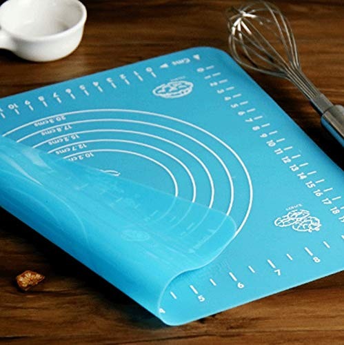 Silicone Pastry Mat �14 Inch Round Non-Stick Baking Mat with Measurements �Food-Grade, Heat-Resistant, Reusable Rolling Surface for Dough, Pizza, Pie, and Fondant (Random Color)