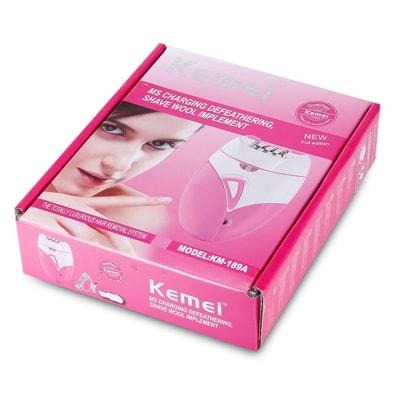 Kemei KM-189A Rechargeable Epilator �Women? Hair Removal Device with USB Charging, Gentle Shaver &amp; Defeathering Tool for Smooth Skin