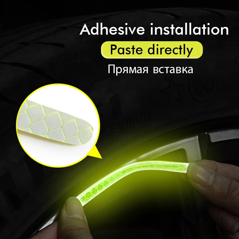 (20pcs) Wheel center reflective stickers Stripe | wheel hub sticker for Car, bicycle, motorcycle | car warning sticker (Random colors)