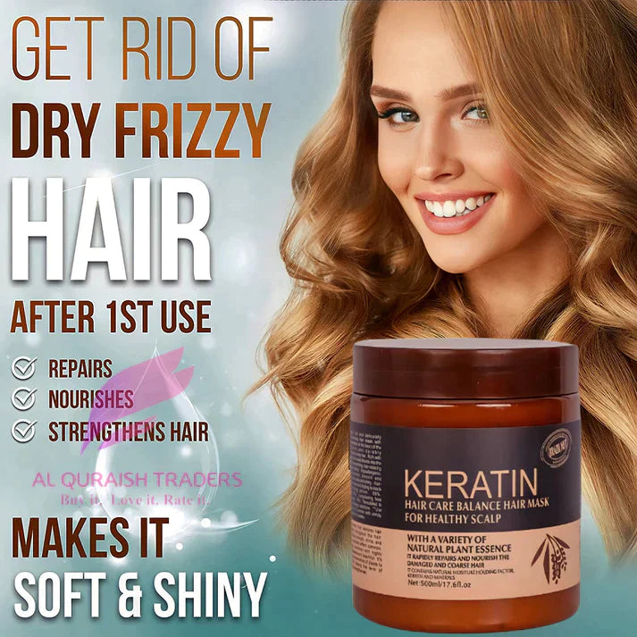 Keratin Hair Mask | Deep Repair Hair Treatment | Smooth, Soft & Frizz Control for Dry & Damaged Hair - 500ml