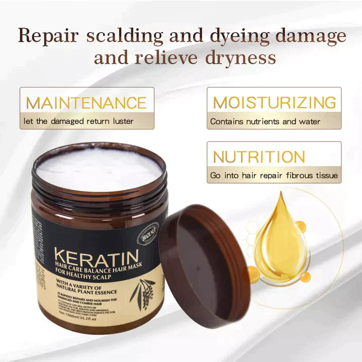 Keratin Hair Mask | Deep Repair Hair Treatment | Smooth, Soft & Frizz Control for Dry & Damaged Hair - 500ml