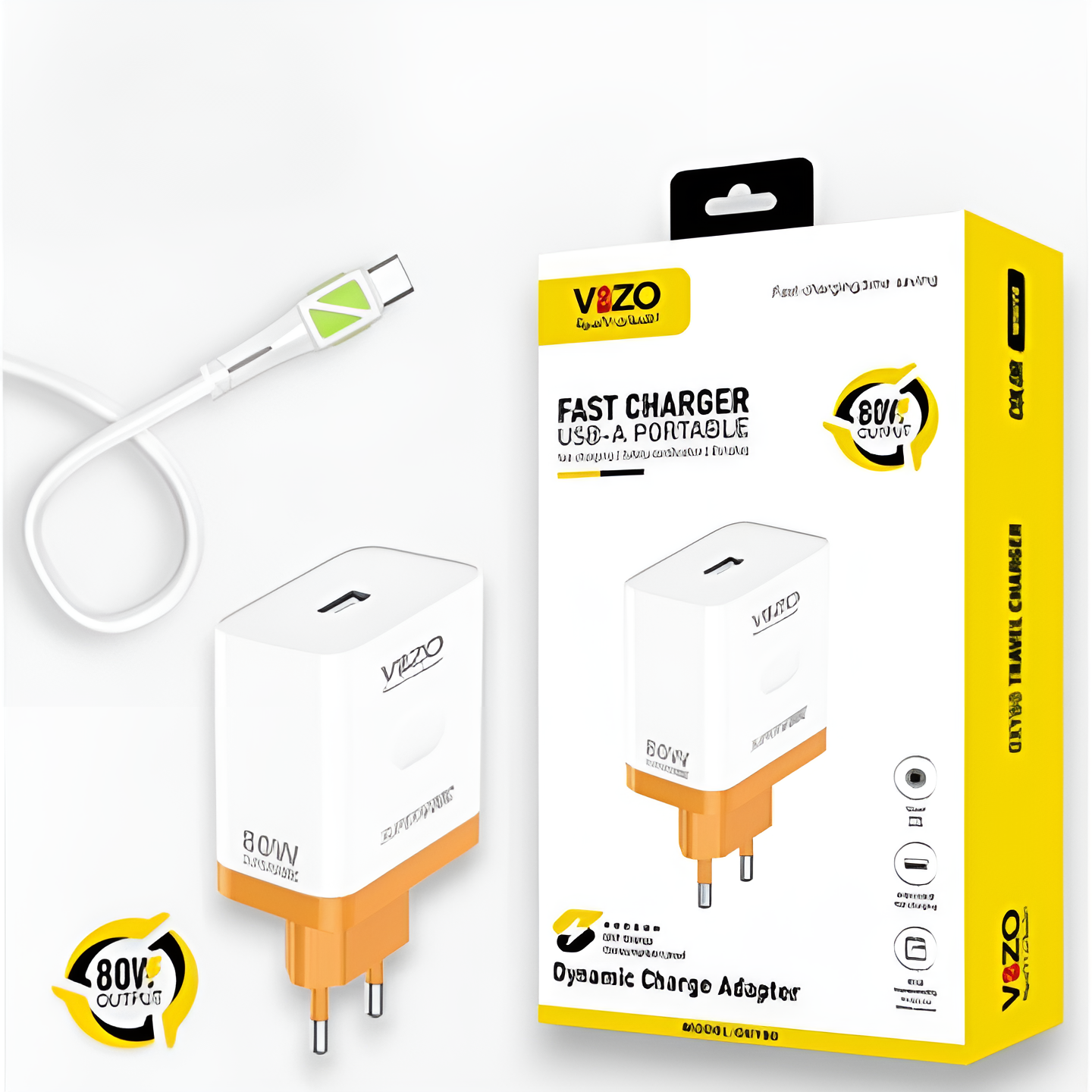 Oxy 80 �Universal Fast Charger with 80W Output | Best Quality Charger - Android Charger - Mobile Phone Charger - Type-C Cable Charger