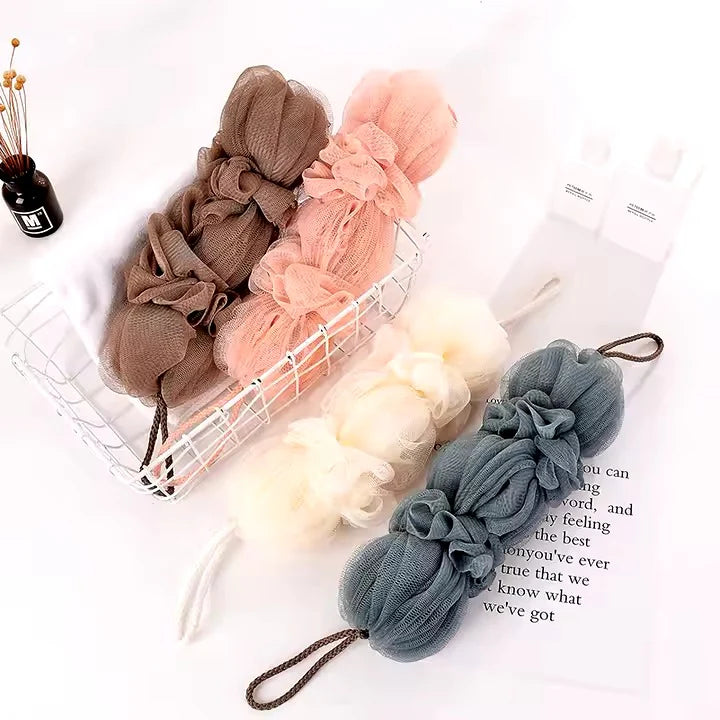 Premium Exfoliating Loofah Sponge �Long Handle Shower Pouf for Body &amp; Back Scrubbing (Random Color))