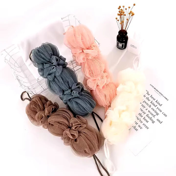 Premium Exfoliating Loofah Sponge �Long Handle Shower Pouf for Body &amp; Back Scrubbing (Random Color))