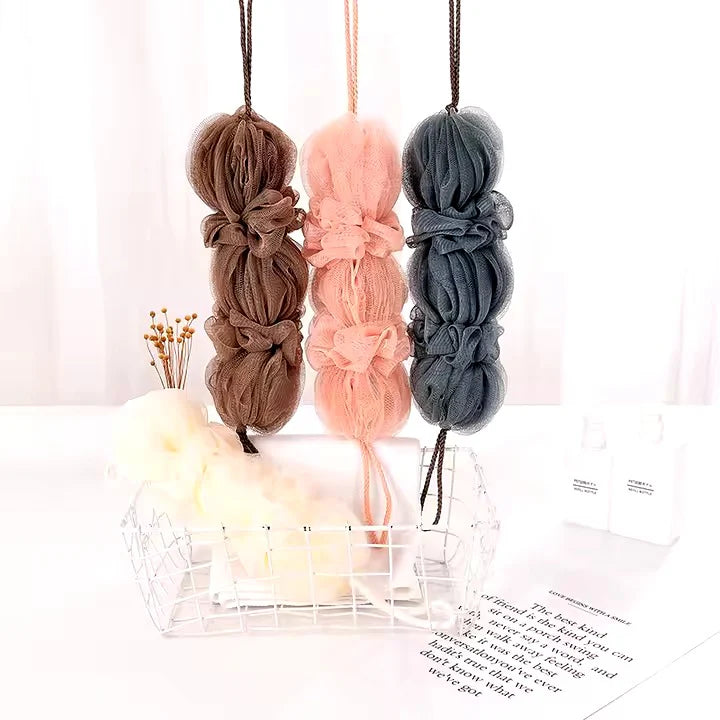 Premium Exfoliating Loofah Sponge �Long Handle Shower Pouf for Body &amp; Back Scrubbing (Random Color))