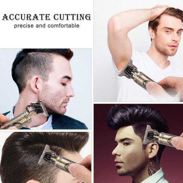 (plastic body) Vintage T9 Hair Trimmer Cordless Professional Hair Clippers Electric Trimmers For Men Metal head (random color)