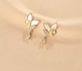 Double Butterfly Hanging Pearl Earings / Earrings Women's Earrings for Gift  / for girls - Golden