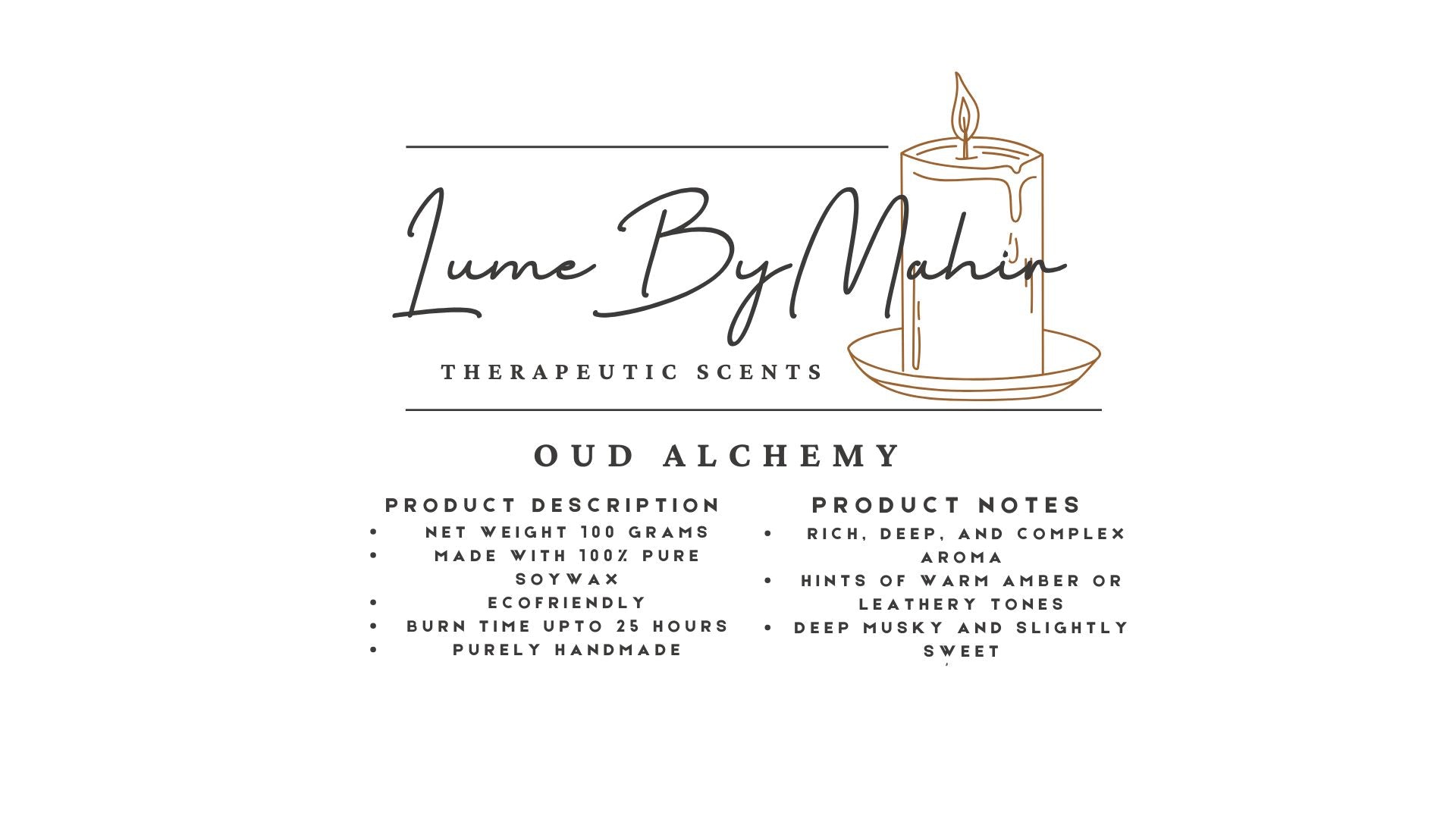 Oud Alchemy Candle | Every Flicker Tells a Tale �Handmade Amber &amp; Musk Soy Wax Candle - 100gram