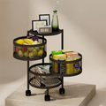 Stylish 3-Tier Rolling Fruit Basket with Wheels