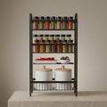 Wall Mounted Spice Rack Black Stainless Steel 3 Tier