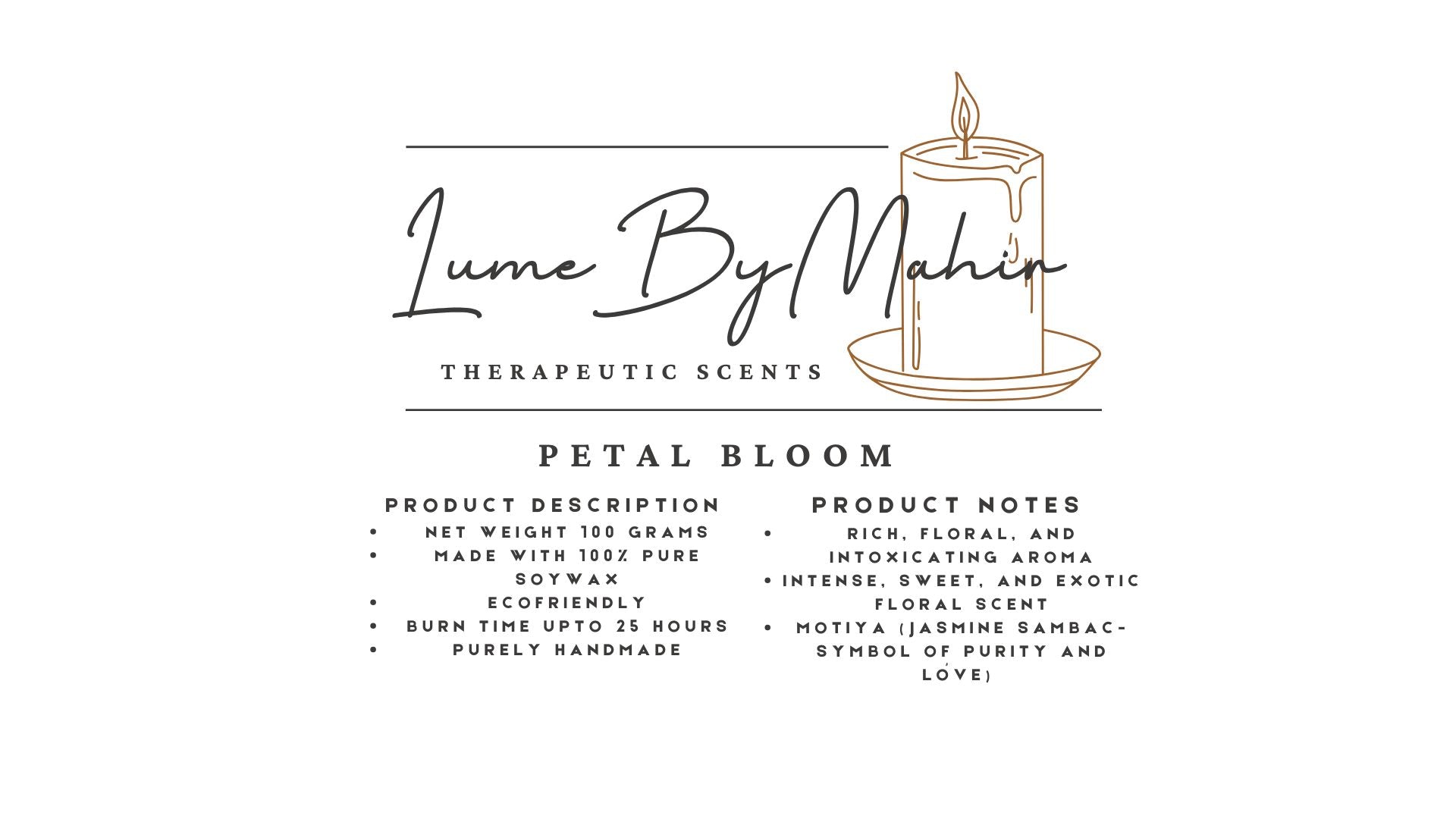 Petal Bloom Candle | Where Every Flame Blooms Like a Midnight Garden �Handmade Jasmine Sambac Soy Wax Candle - 100 gram