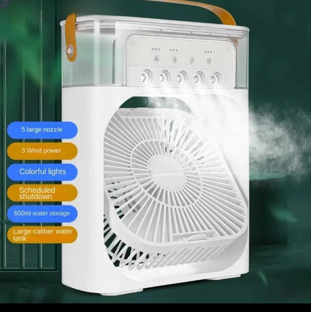 Portable Air Conditioner Fan USB Electric Fan with LED Night Light, Fine Mist Water, and Humidifier Function | Led Night Light Water Mist - Random Color 12 inch