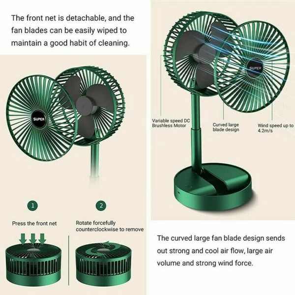 Telescopic Folding Fan Summer Silent Desktop Retractable Fan for Office Bedroom School USB Ventilator (Electric Usb Operated) (random color)