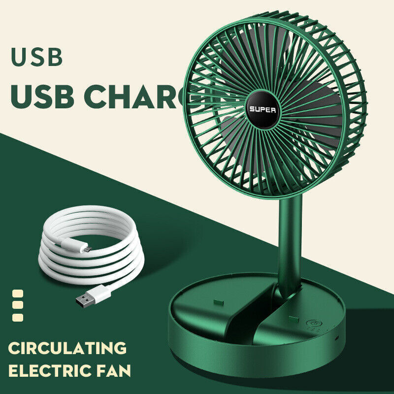 Rechargeable - Portable Telescopic Folding Fan | USB Foldable | Table Desk Fan | Telescopic Design Floor | 3 Speeds Adjustable height Fan (Random color)