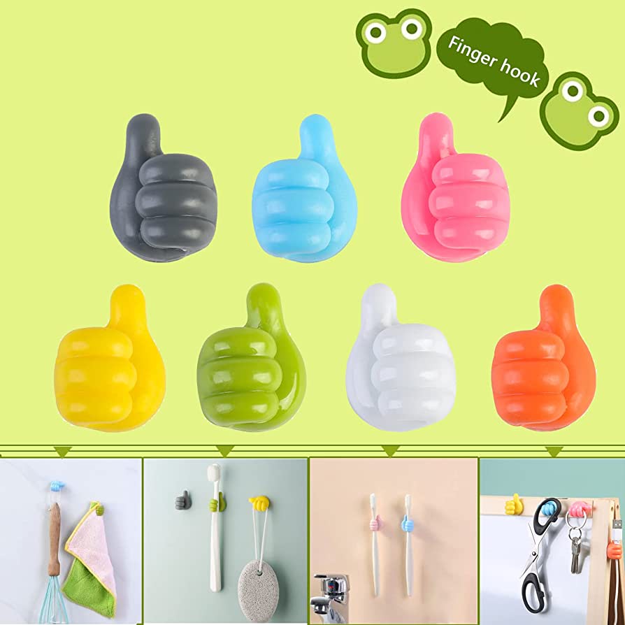 PACK OFF 10 Thumb Wall Hook Wall Decoration Hook Creative Silicone Thumb Key Hanger Hooks(random color)