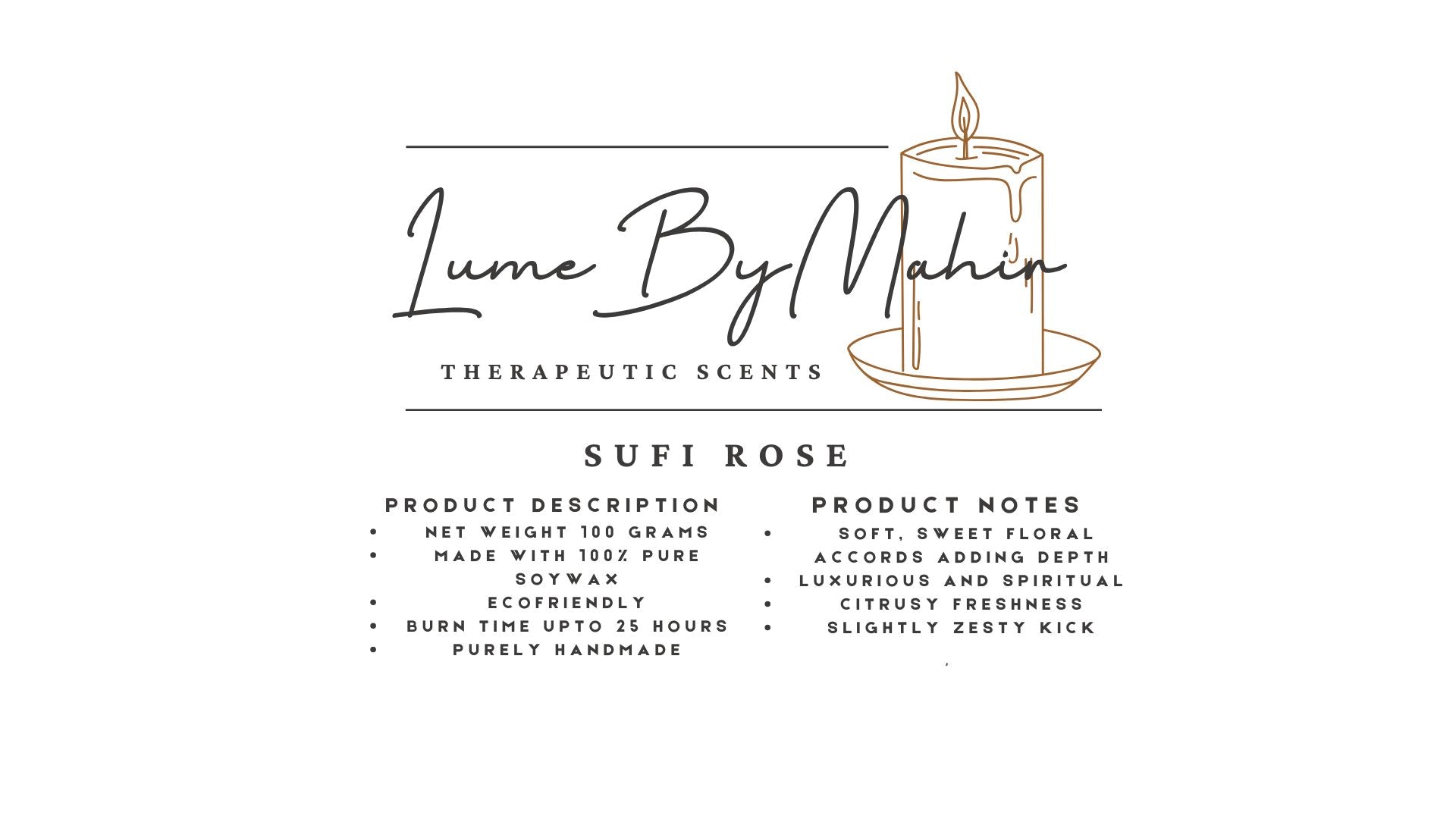 Sufi Rose Candle - A Divine Bloom of Spirituality and Love �Handmade Floral &amp; Citrusy Soy Wax Candle - 100 gram