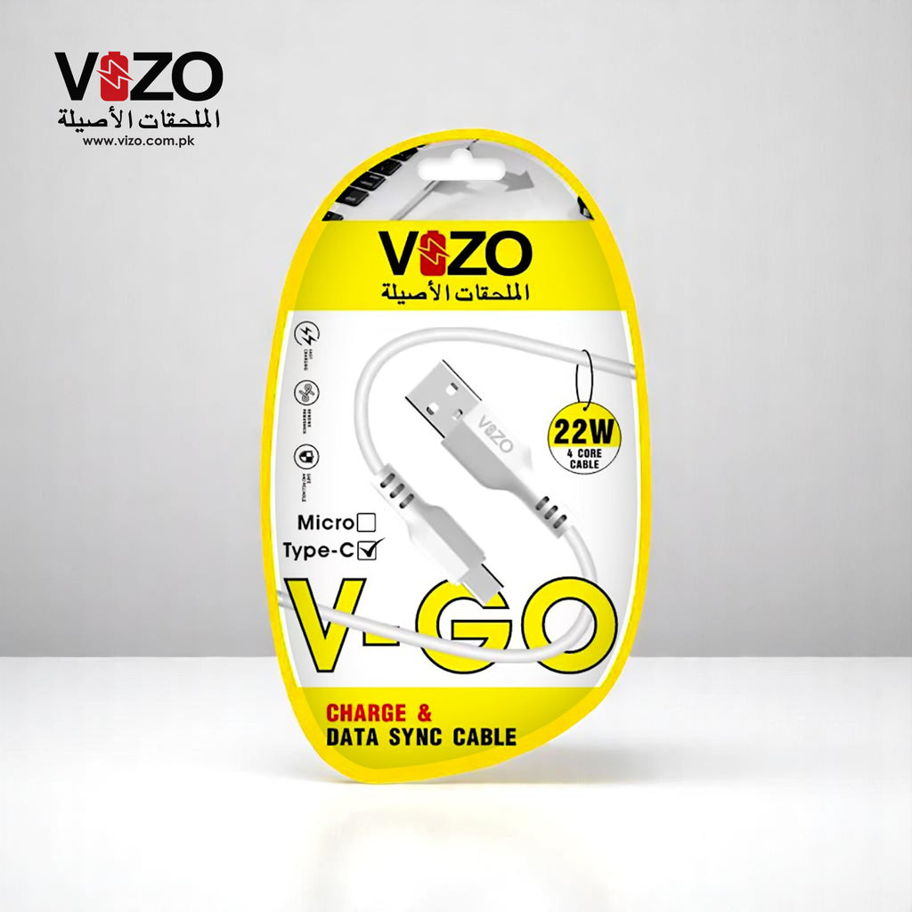 Vizo V-Go 22W Fast Charging Type-C Data Cable | Best Quality Type Fast Charging Cable | 22W Fast Charging Cable | Charging Pin - Charging Lead For Mobile Phone